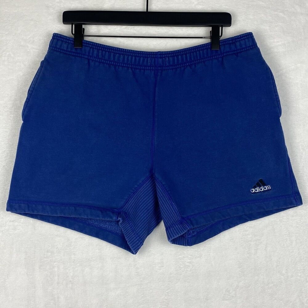 Adidas Shorts Mens Medium Blue Pockets Logo Embroidered Activewear Casual